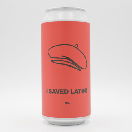This is a can of Pomona Island - I Saved Latin! - 6.2% (440ml). It is a IPA craft beer available to buy from Ghost Whale, voted London's best craft beer shop.