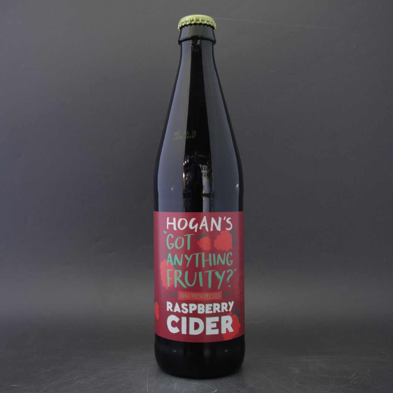 This is a bottle of Hogan's - Got Anything Fruity? - 4% (500ml). It is a  craft cider available to buy from Ghost Whale, voted London's best craft beer shop.