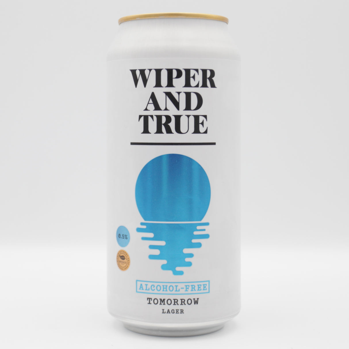 This is a can of Wiper And True - Tomorrow - 0.5% (440ml). It is a Lager / Pilsner / Kölsch craft beer available to buy from Ghost Whale, voted London's best craft beer shop.