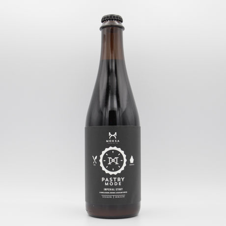 This is a bottle of Moksa - Pastry Mode - 10.5% (500ml). It is a Imperial Stout / Porter craft beer available to buy from Ghost Whale, voted London's best craft beer shop.