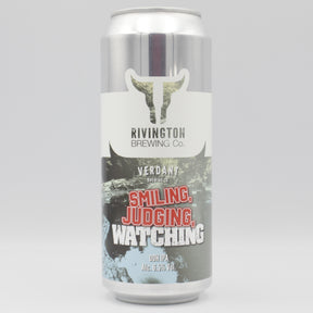 This is a can of Rivington / Verdant - Smiling Judging Watching - 6.5% (500ml). It is a IPA craft beer available to buy from Ghost Whale, voted London's best craft beer shop.