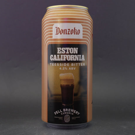 This is a can of Donzoko - Eston California - 5% (440ml). It is a Traditional English Ale craft beer available to buy from Ghost Whale, voted London's best craft beer shop.