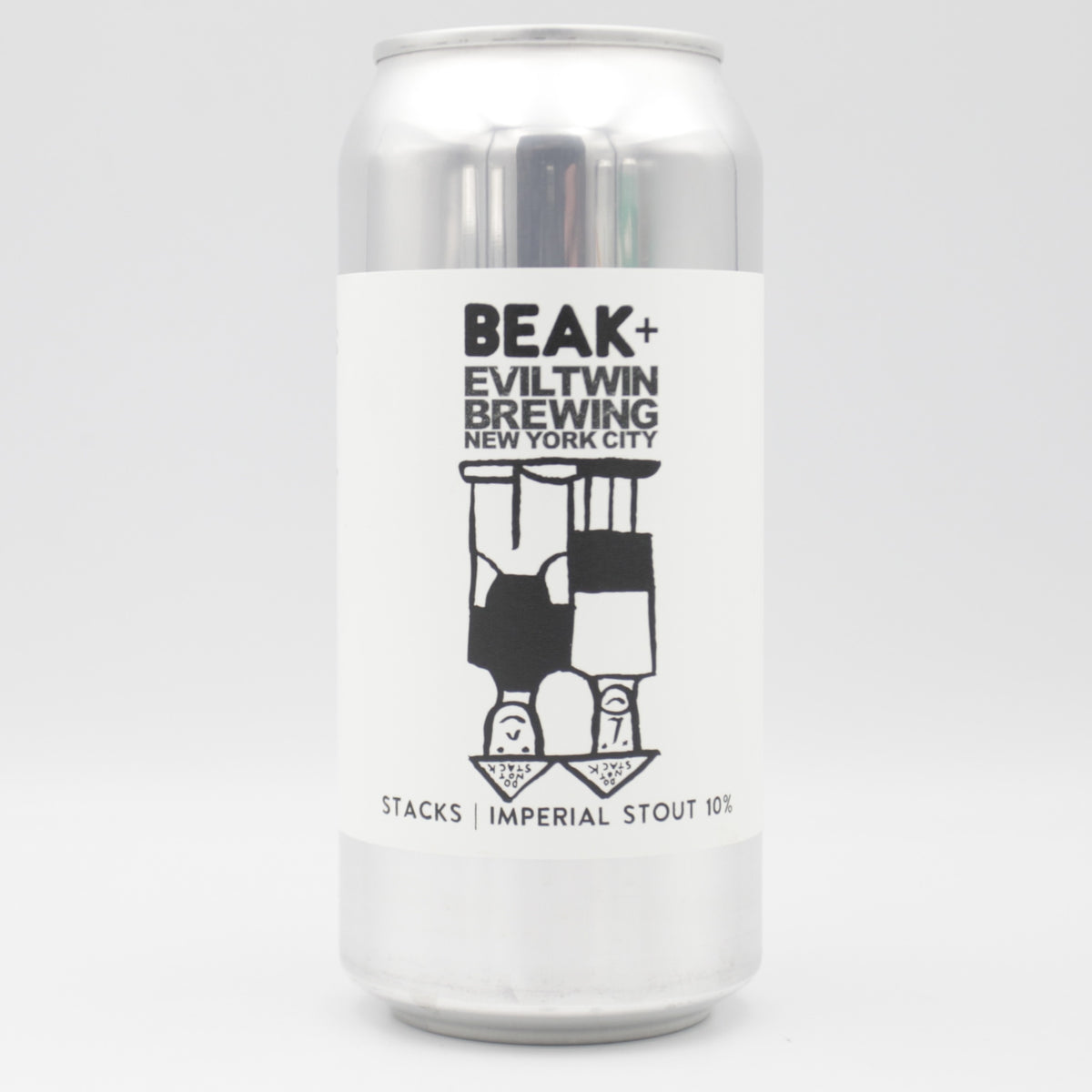 This is a can of Beak / Evil Twin - Stacks - 10% (440ml). It is a Imperial Stout / Porter craft beer available to buy from Ghost Whale, voted London's best craft beer shop.