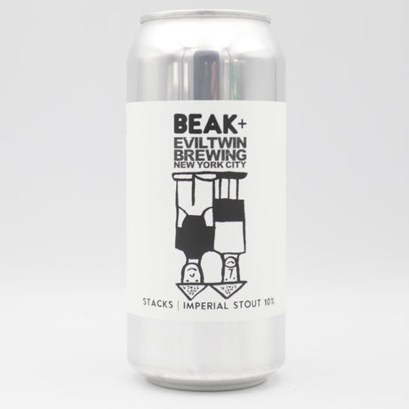 This is a can of Beak / Evil Twin - Stacks - 10% (440ml). It is a Imperial Stout / Porter craft beer available to buy from Ghost Whale, voted London's best craft beer shop.