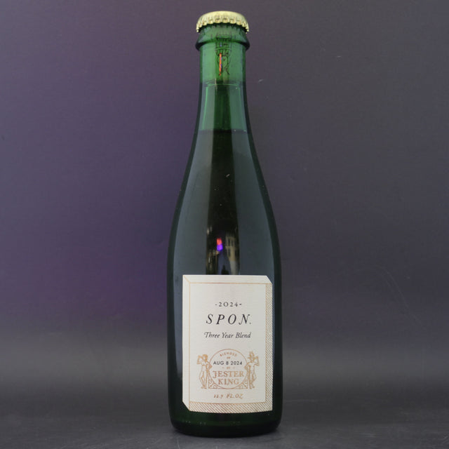 This is a bottle of Jester King - Spon 2024 - 5% (375ml). It is a Lambic craft beer available to buy from Ghost Whale, voted London's best craft beer shop.