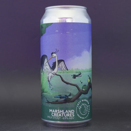 This is a can of Left Handed Giant - Marshland Creatures - 6.9% (440ml). It is a Stout / Porter craft beer available to buy from Ghost Whale, voted London's best craft beer shop.