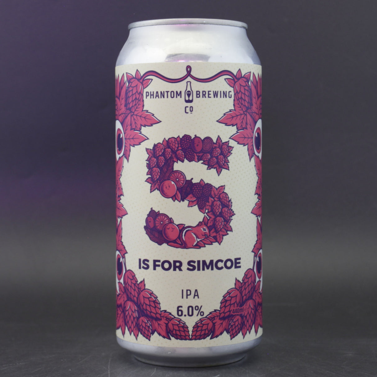 This is a can of Phantom Brewing Co - S Is For Simcoe - 6% (440ml). It is a IPA craft beer available to buy from Ghost Whale, voted London's best craft beer shop.