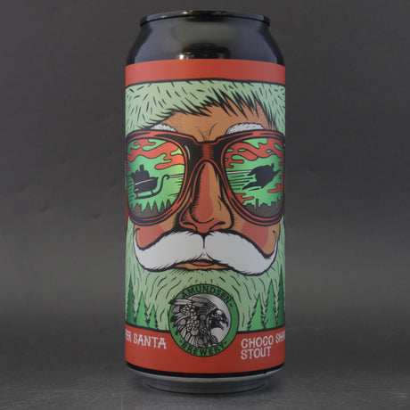 This is a can of Amundsen - Super Santa - 4.7% (440ml). It is a Stout / Porter craft beer available to buy from Ghost Whale, voted London's best craft beer shop.
