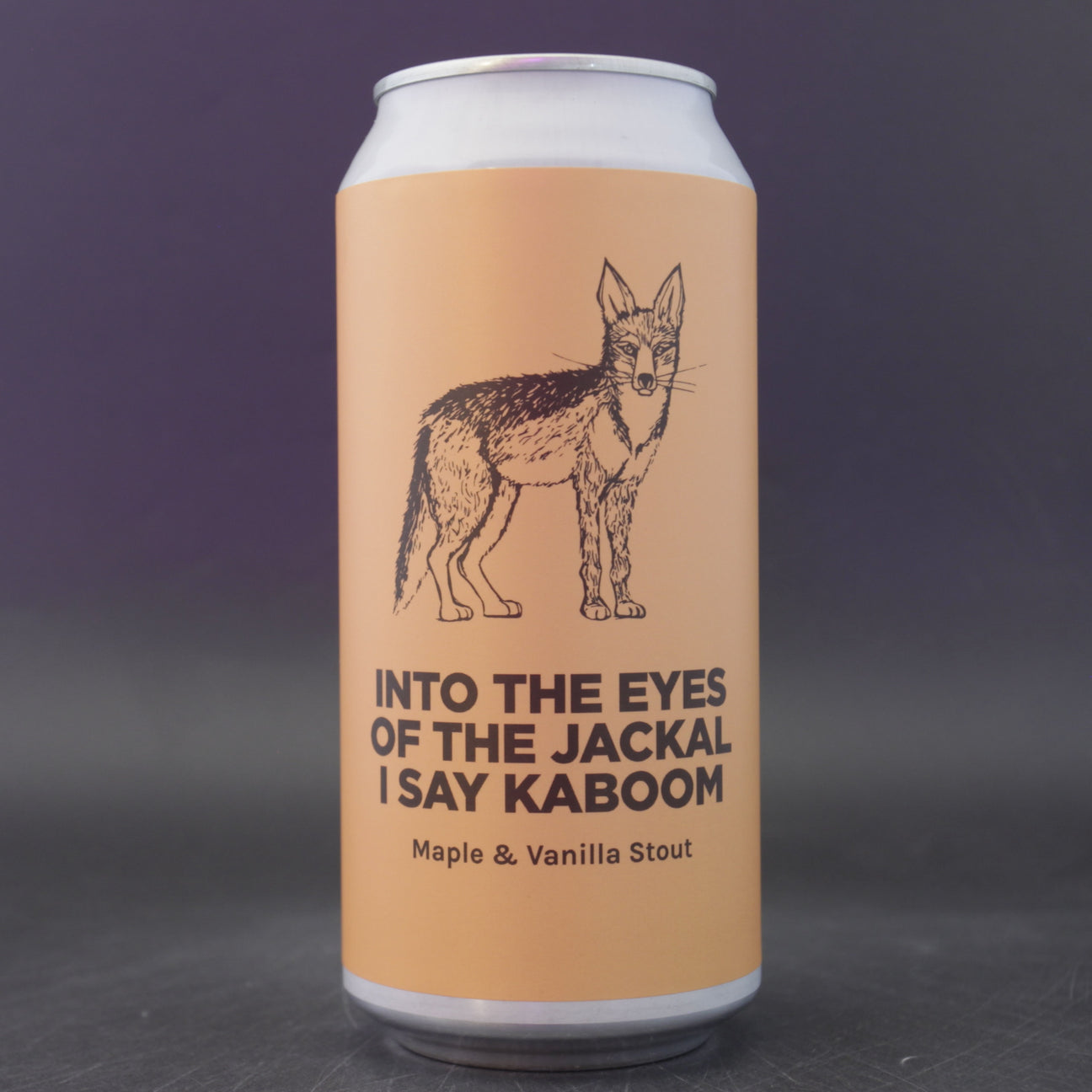 This is a can of Pomona Island - Into The Eyes Of The Jackal I Say Kaboom - 6.5% (440ml). It is a Stout / Porter craft beer available to buy from Ghost Whale, voted London's best craft beer shop.