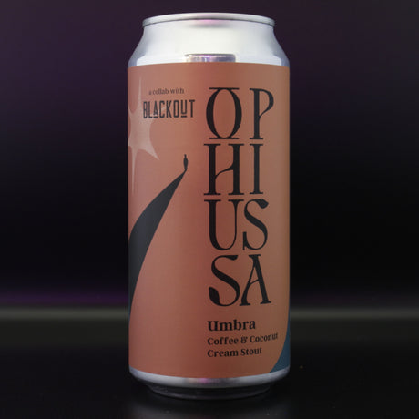This is a can of Ophiussa / Blackout - Umbra - 8% (440ml). It is a Imperial Stout / Porter craft beer available to buy from Ghost Whale, voted London's best craft beer shop.
