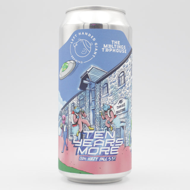This is a can of Left Handed Giant - Ten Years More - 5.5% (440ml). It is a Pale Ale craft beer available to buy from Ghost Whale, voted London's best craft beer shop.
