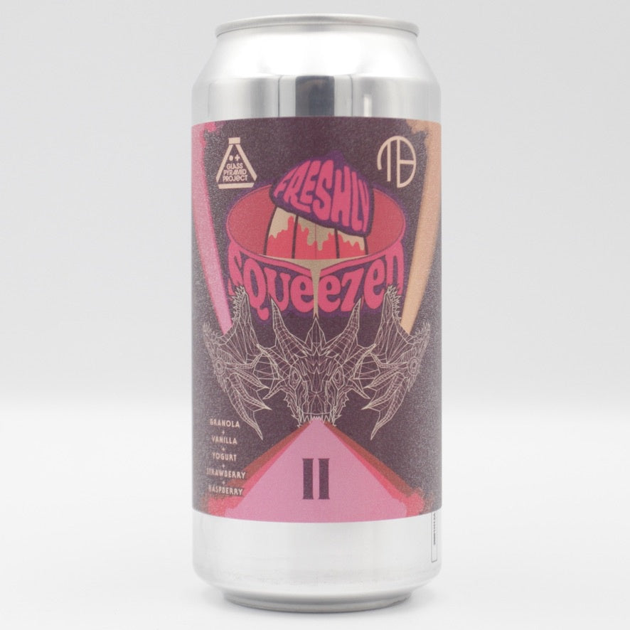 This is a can of Glass Pyramid Project / Mortalis - Freshly Squeezed: Hydra Part II - 7% (440ml). It is a Belgian Style craft beer available to buy from Ghost Whale, voted London's best craft beer shop.