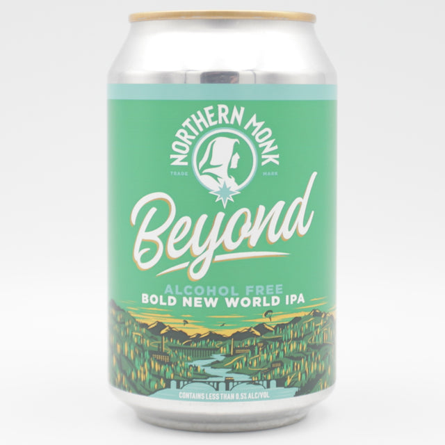 This is a can of Northern Monk - Beyond AF - 0.3% (330ml). It is a IPA craft beer available to buy from Ghost Whale, voted London's best craft beer shop.