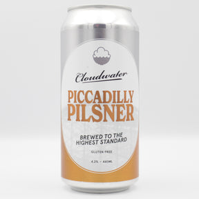 This is a can of Cloudwater - Piccadilly Pilsner - 4.2% (440ml). It is a Lager / Pilsner / Kölsch craft beer available to buy from Ghost Whale, voted London's best craft beer shop.