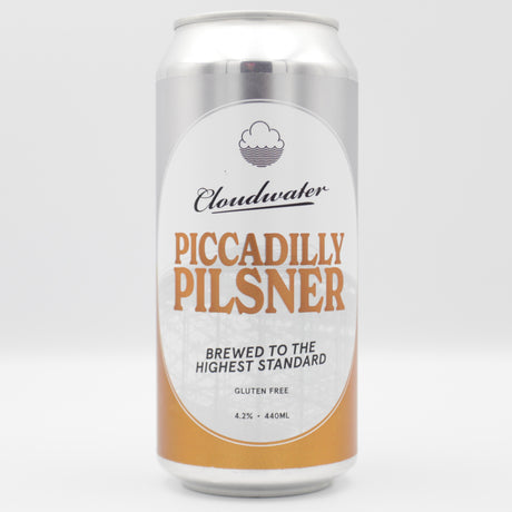 This is a can of Cloudwater - Piccadilly Pilsner - 4.2% (440ml). It is a Lager / Pilsner / Kölsch craft beer available to buy from Ghost Whale, voted London's best craft beer shop.