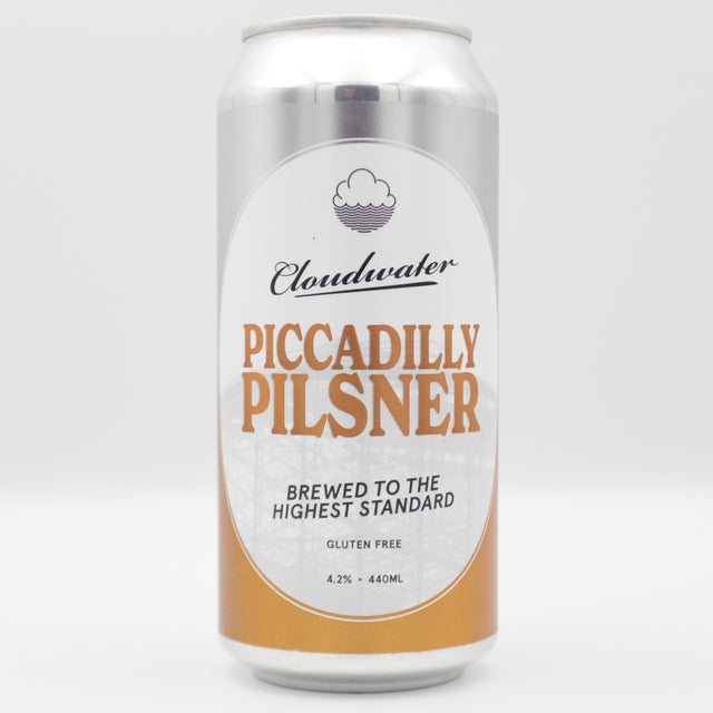 This is a can of Cloudwater - Piccadilly Pilsner - 4.2% (440ml). It is a Lager / Pilsner / Kölsch craft beer available to buy from Ghost Whale, voted London's best craft beer shop.