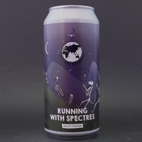 This is a can of Lost and Grounded - Running With Spectres - 6.8% (440ml). It is a Stout / Porter craft beer available to buy from Ghost Whale, voted London's best craft beer shop.