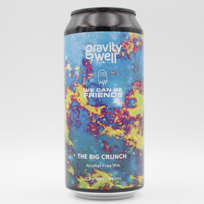 This is a can of Gravity Well / We Can Be Friends - The Big Crunch - 0.5% (440ml). It is a IPA craft beer available to buy from Ghost Whale, voted London's best craft beer shop.