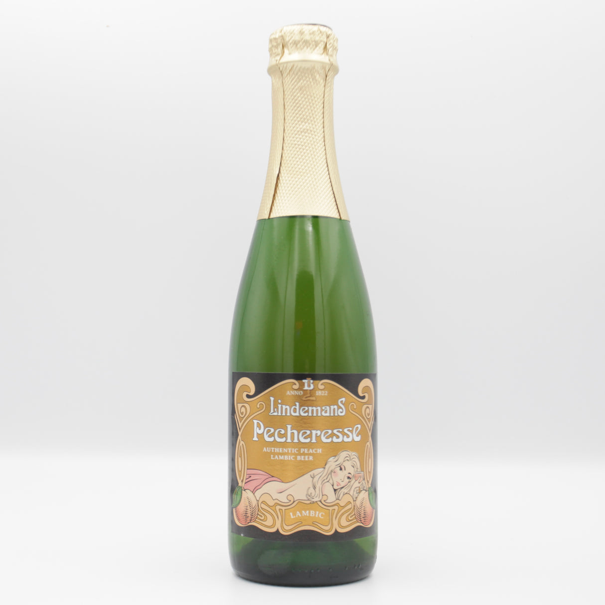 This is a bottle of Lindemans - Pecheresse - 2.5% (355ml). It is a Belgian Style craft beer available to buy from Ghost Whale, voted London's best craft beer shop.