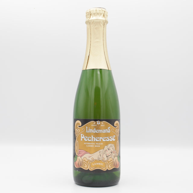 This is a bottle of Lindemans - Pecheresse - 2.5% (355ml). It is a Belgian Style craft beer available to buy from Ghost Whale, voted London's best craft beer shop.
