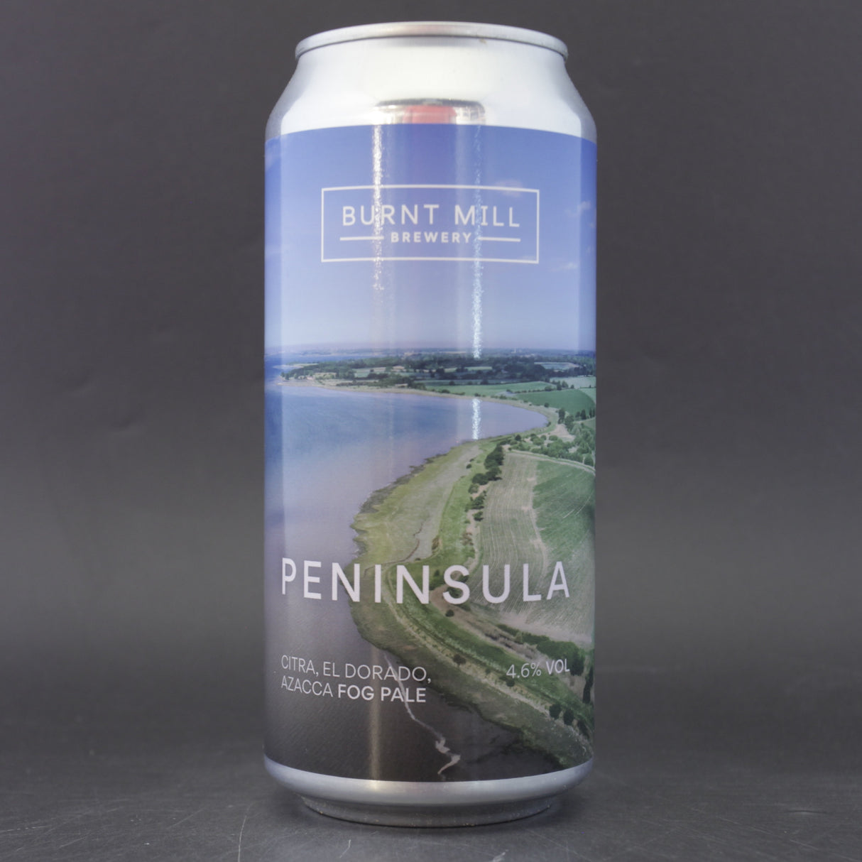 This is a can of Burnt Mill - Peninsula - 4.6% (440ml). It is a Pale Ale craft beer available to buy from Ghost Whale, voted London's best craft beer shop.