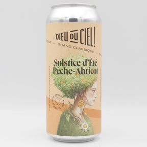 This is a can of Dieu Du Ciel - Solstice D'Été Pêche-Abricot - 5.9% (473ml). It is a Sour craft beer available to buy from Ghost Whale, voted London's best craft beer shop.