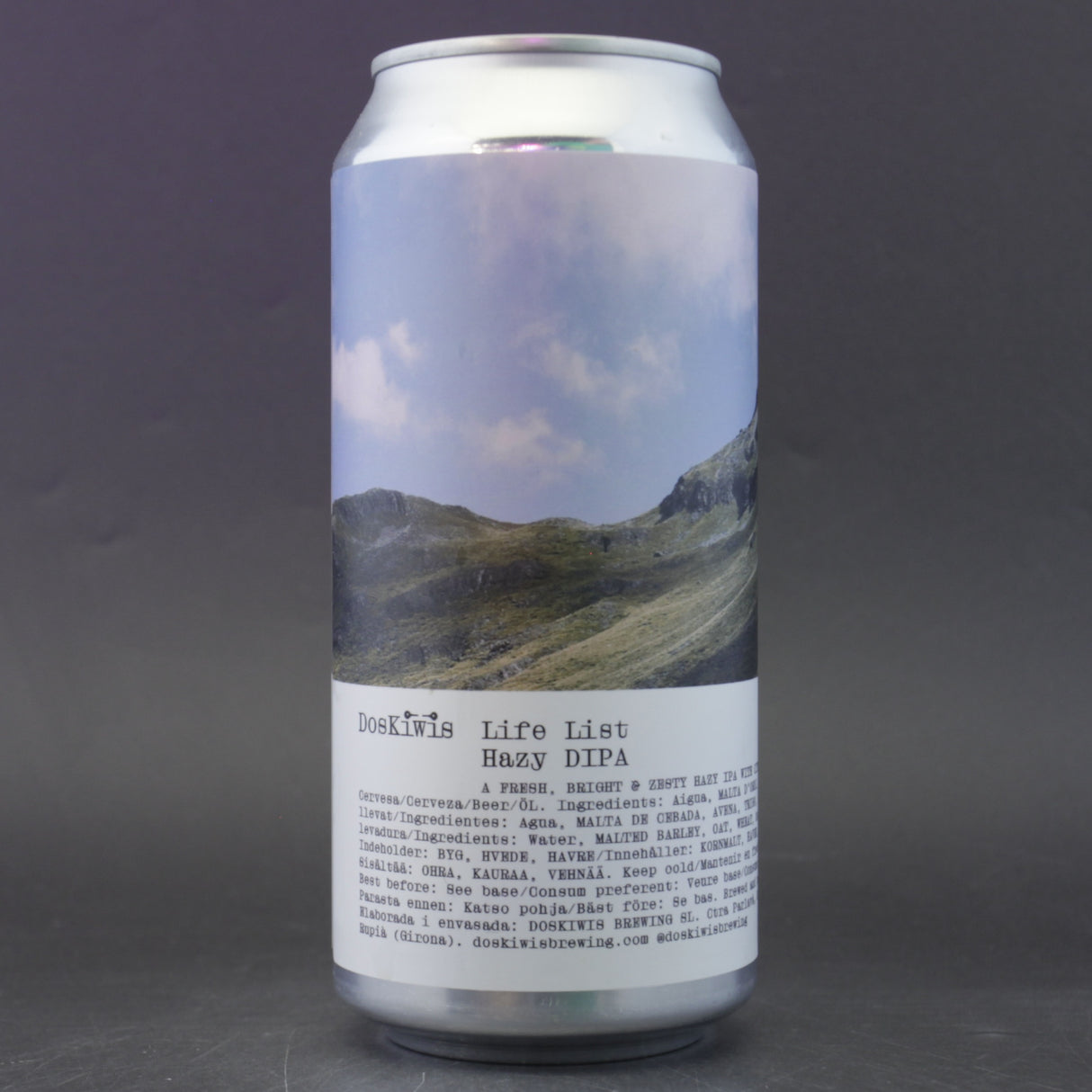 This is a can of Doskiwis - Life List - 7.6% (440ml). It is a IPA craft beer available to buy from Ghost Whale, voted London's best craft beer shop.