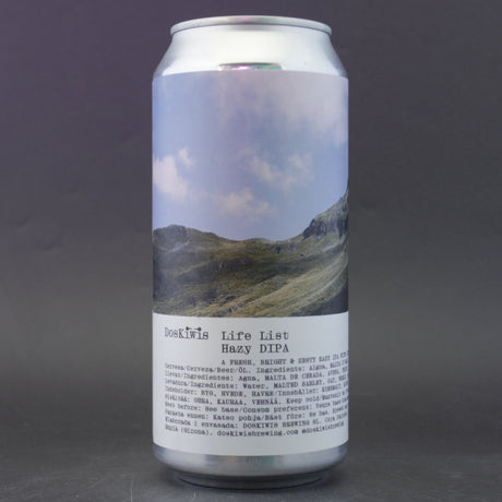 This is a can of Doskiwis - Life List - 7.6% (440ml). It is a IPA craft beer available to buy from Ghost Whale, voted London's best craft beer shop.