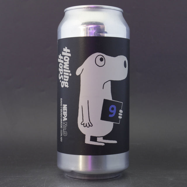 This is a can of Howling Hops - NEIPA No.9 - 5.9% (440ml). It is a IPA craft beer available to buy from Ghost Whale, voted London's best craft beer shop.