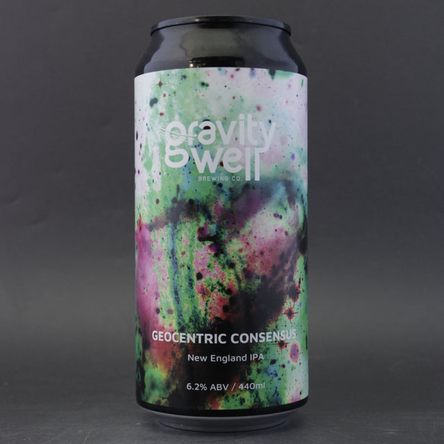 This is a can of Gravity Well - Geocentric Consensus - 6.2% (440ml). It is a IPA craft beer available to buy from Ghost Whale, voted London's best craft beer shop.