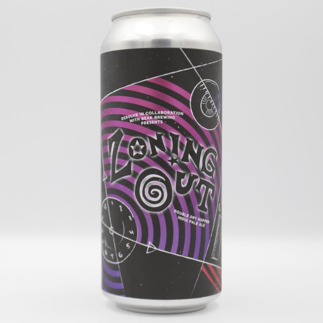 This is a can of DSSOLVR / Beak - Zoning Out - 6.5% (473ml). It is a IPA craft beer available to buy from Ghost Whale, voted London's best craft beer shop.