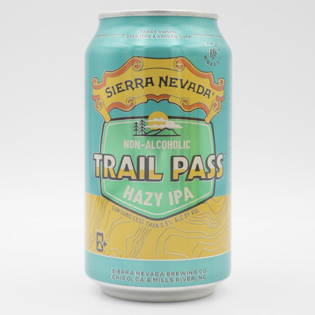 This is a bottle of Sierra Nevada - Trail Pass: Hazy IPA - 0.5% (355ml). It is a IPA craft beer available to buy from Ghost Whale, voted London's best craft beer shop.