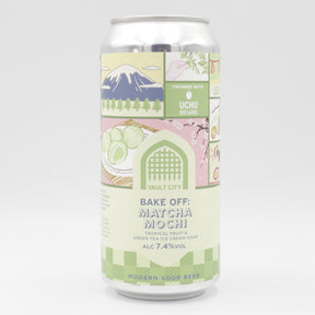 This is a can of Vault City / Uchu - Bake Off: Matcha Mochi - 7.4% (440ml). It is a Sour craft beer available to buy from Ghost Whale, voted London's best craft beer shop.