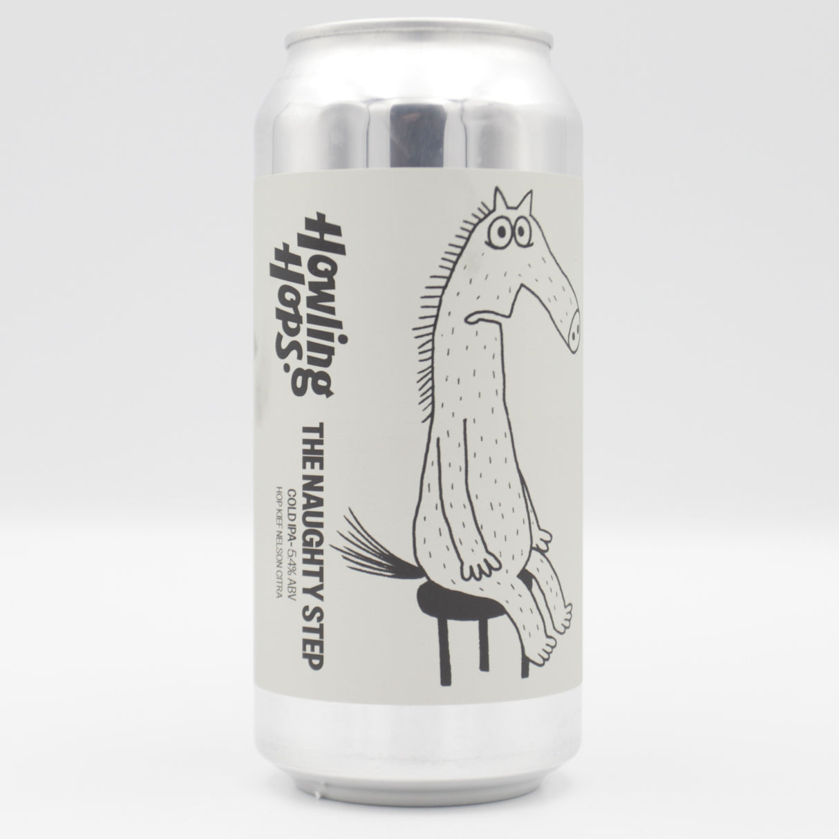 This is a can of Howling Hops / Pretty Decent - The Naughty Step - 5.4% (440ml). It is a IPA craft beer available to buy from Ghost Whale, voted London's best craft beer shop.