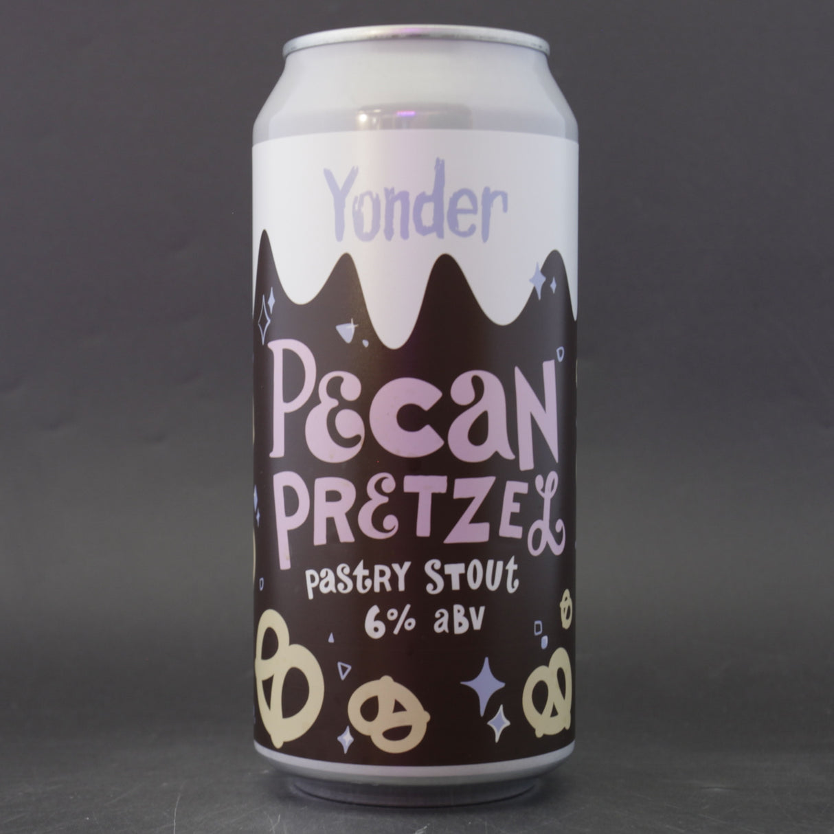 This is a can of Yonder - Pecan Pretzel - 6% (440ml). It is a Stout / Porter craft beer available to buy from Ghost Whale, voted London's best craft beer shop.