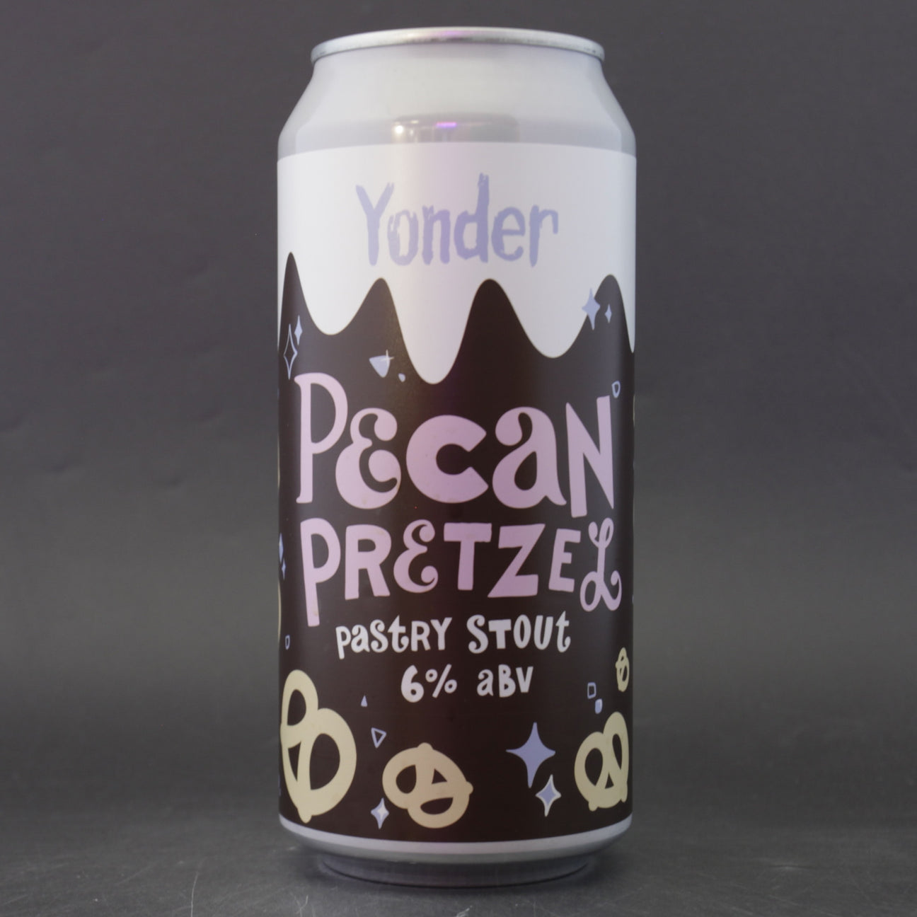This is a can of Yonder - Pecan Pretzel - 6% (440ml). It is a Stout / Porter craft beer available to buy from Ghost Whale, voted London's best craft beer shop.