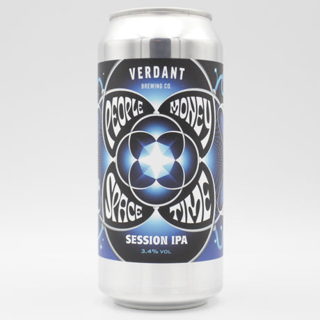 This is a can of Verdant - People Money Space Time - 3.4% (440ml). It is a Pale Ale craft beer available to buy from Ghost Whale, voted London's best craft beer shop.