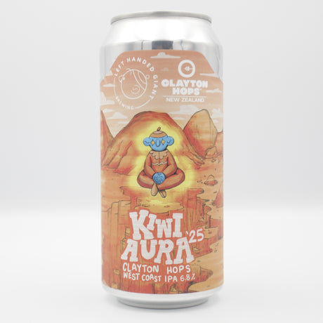 This is a can of Left Handed Giant - Kiwi Aura '25: Clayton Hops - 6.8% (440ml). It is a IPA craft beer available to buy from Ghost Whale, voted London's best craft beer shop.