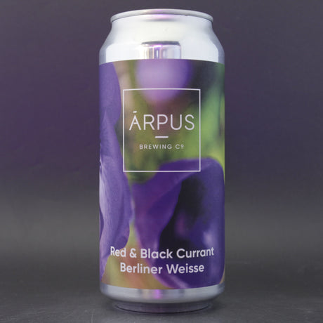 This is a can of Arpus Brewing Co - Red & Blackcurrant Berliner Weisse - 6% (440ml). It is a Sour craft beer available to buy from Ghost Whale, voted London's best craft beer shop.