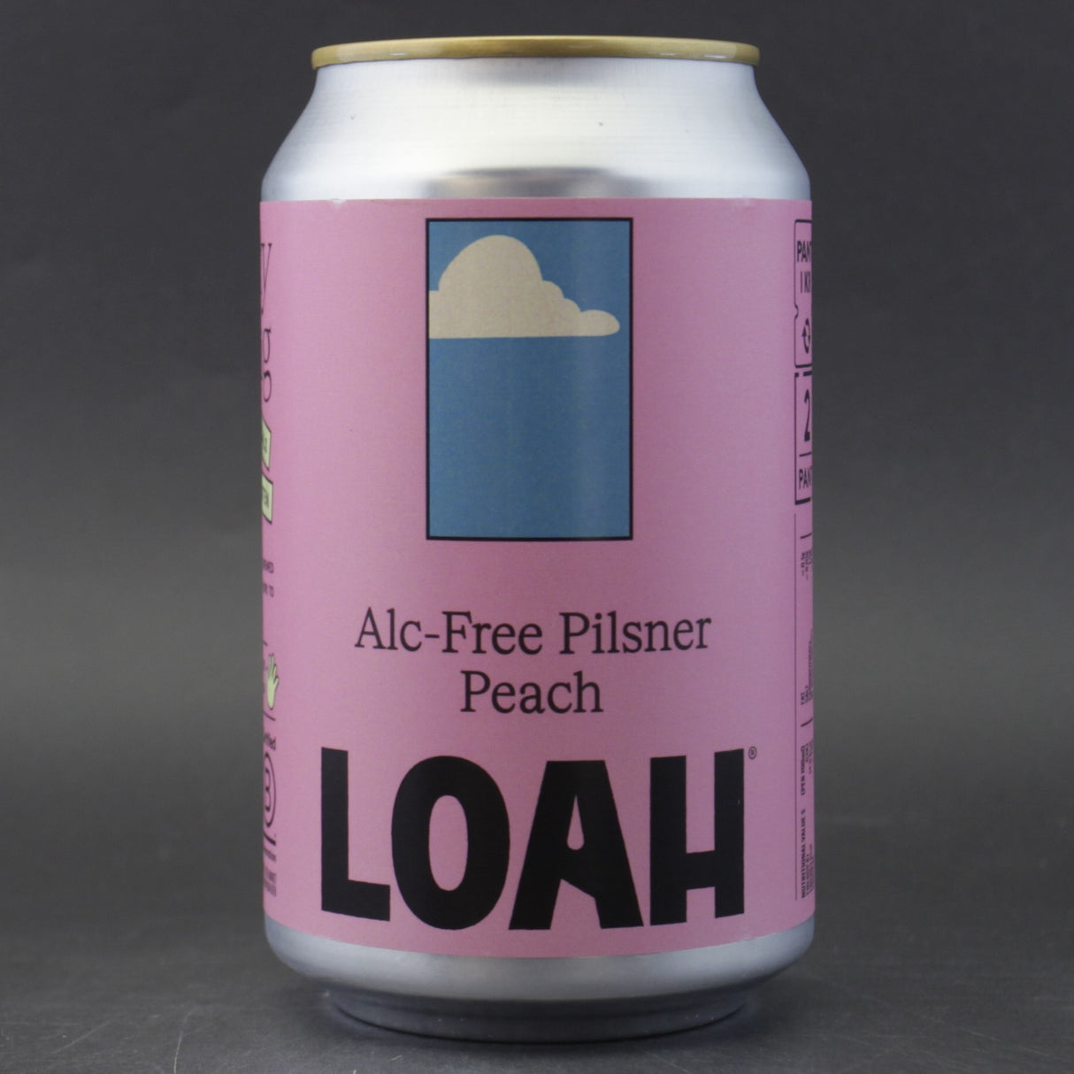 This is a can of Loah - Lager Peach - 0.5% (330ml). It is a Lager / Pilsner / Kölsch craft beer available to buy from Ghost Whale, voted London's best craft beer shop.