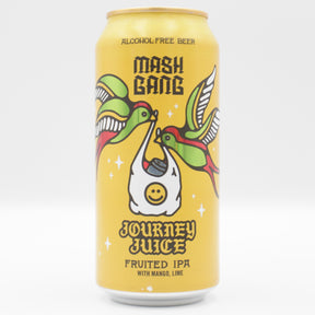This is a can of Mash Gang - Journey Juice - 0.5% (440ml). It is a IPA craft beer available to buy from Ghost Whale, voted London's best craft beer shop.