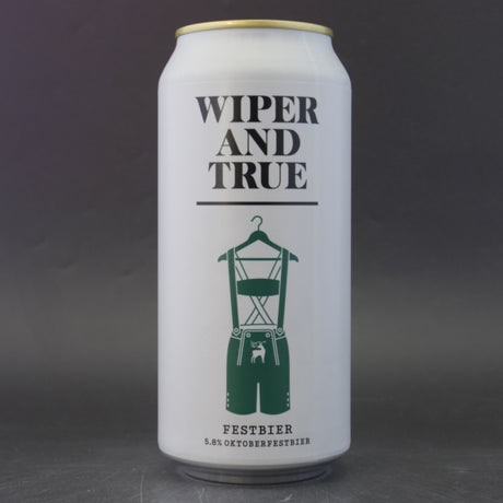 This is a can of Wiper And True - Festbier 2025 - 5.8% (440ml). It is a Lager / Pilsner / Kölsch craft beer available to buy from Ghost Whale, voted London's best craft beer shop.