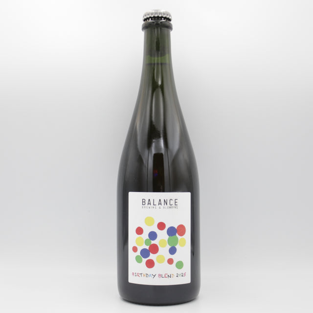 This is a sharing bottle of Balance Brewing & Blending - Birthday Blend 2025 - 5.5% (750ml). It is a Wild Ale craft beer available to buy from Ghost Whale, voted London's best craft beer shop.