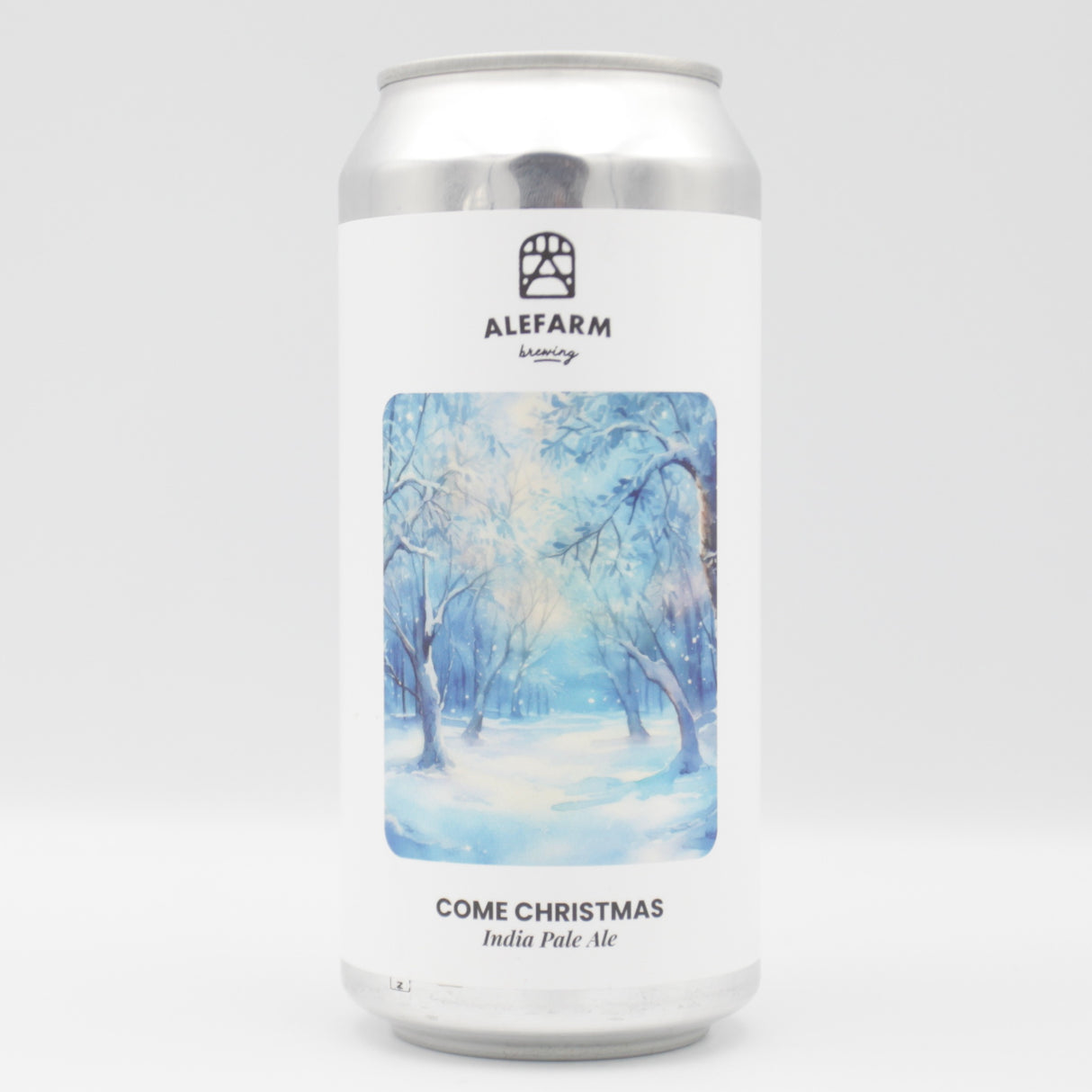 This is a can of Alefarm - Come Christmas - 6% (440ml). It is a IPA craft beer available to buy from Ghost Whale, voted London's best craft beer shop.
