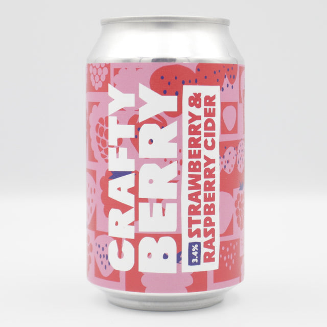This is a can of Crafty Blends - Crafty Berry - 3.4% (330ml). It is a  craft cider available to buy from Ghost Whale, voted London's best craft beer shop.