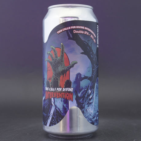 This is a can of Sureshot - This Calls For Divine Intervention - 8% (440ml). It is a Double IPA craft beer available to buy from Ghost Whale, voted London's best craft beer shop.