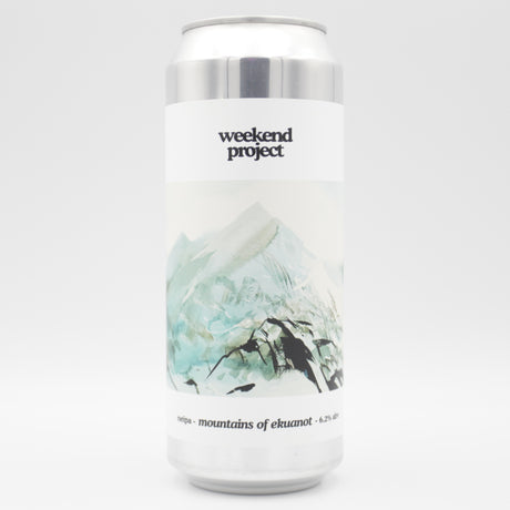 This is a can of Weekend Project - Mountains Of Ekuanot - 6.2% (500ml). It is a IPA craft beer available to buy from Ghost Whale, voted London's best craft beer shop.