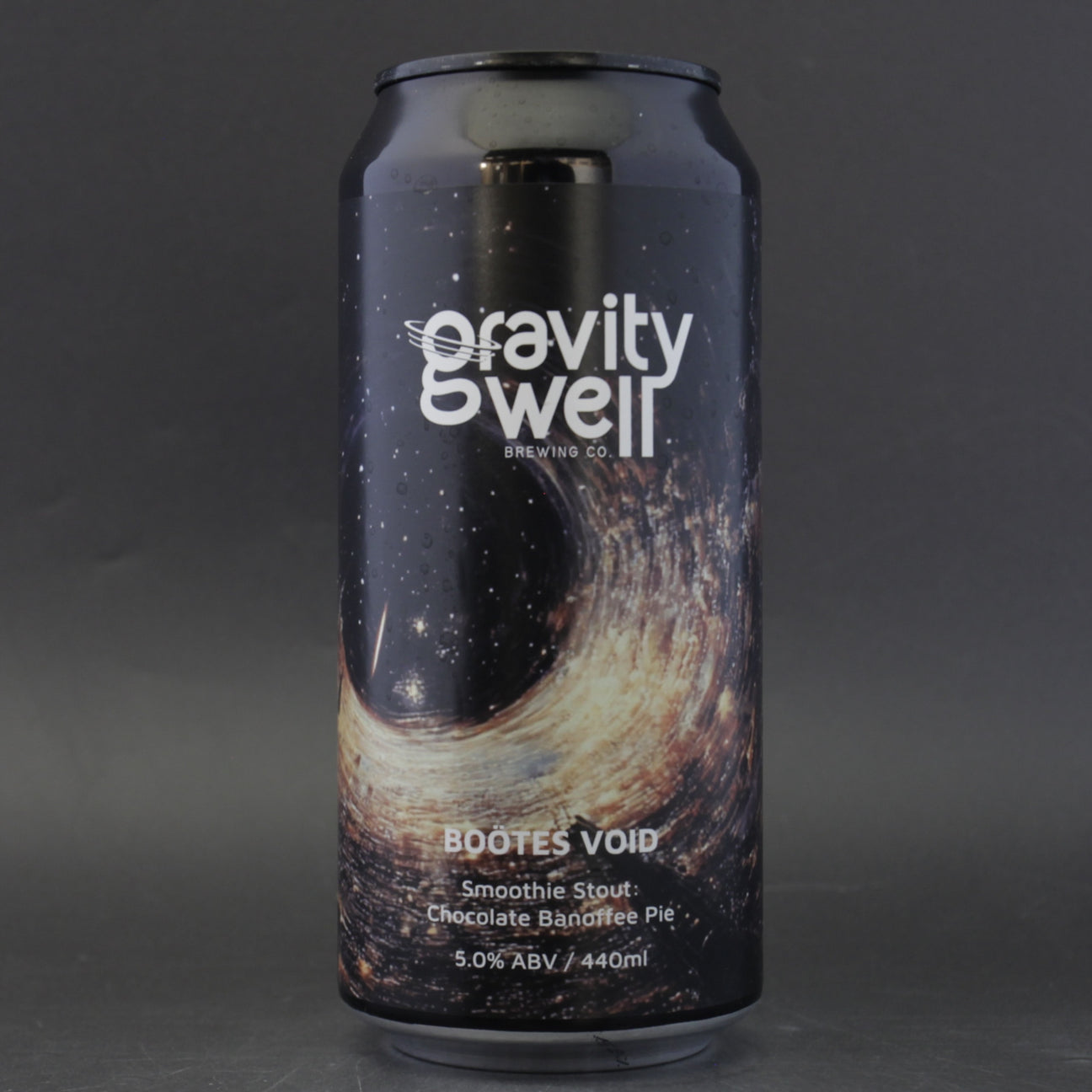 This is a can of Gravity Well - Bootes Void - 5% (440ml). It is a Stout / Porter craft beer available to buy from Ghost Whale, voted London's best craft beer shop.