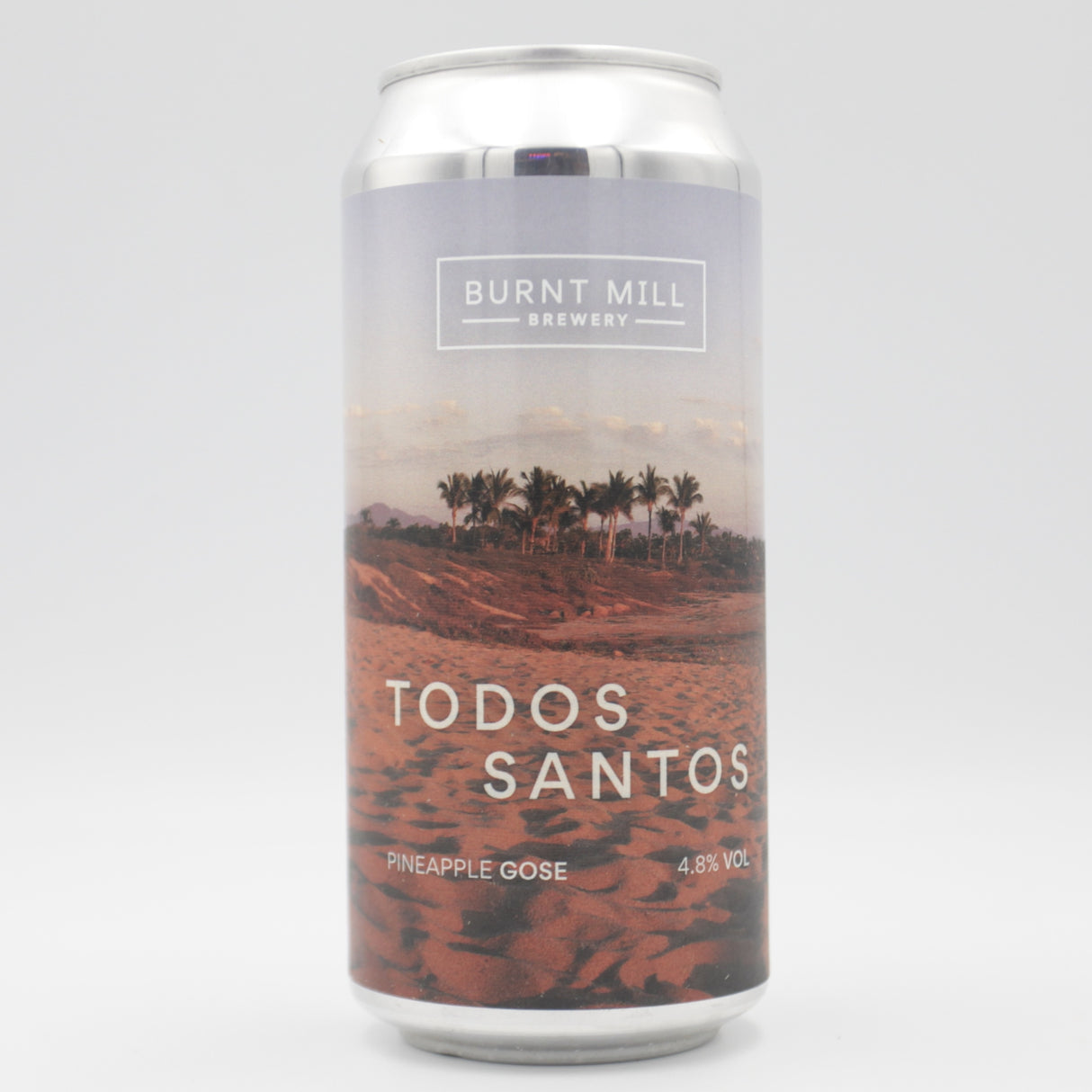 This is a can of Burnt Mill - Todos Santos - 4.8% (440ml). It is a Gose craft beer available to buy from Ghost Whale, voted London's best craft beer shop.
