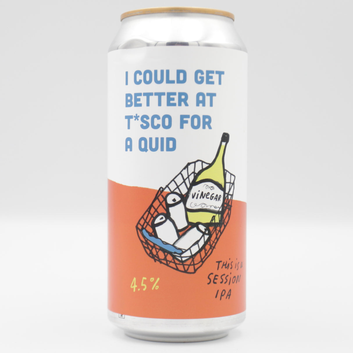 This is a can of Pretty Decent - I Could Get Better at T*sco for a Quid - 4.5% (440ml). It is a Session IPA craft beer available to buy from Ghost Whale, voted London's best craft beer shop.